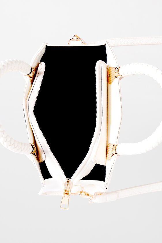 Off White Regular Textured Sling Bag, , image 4